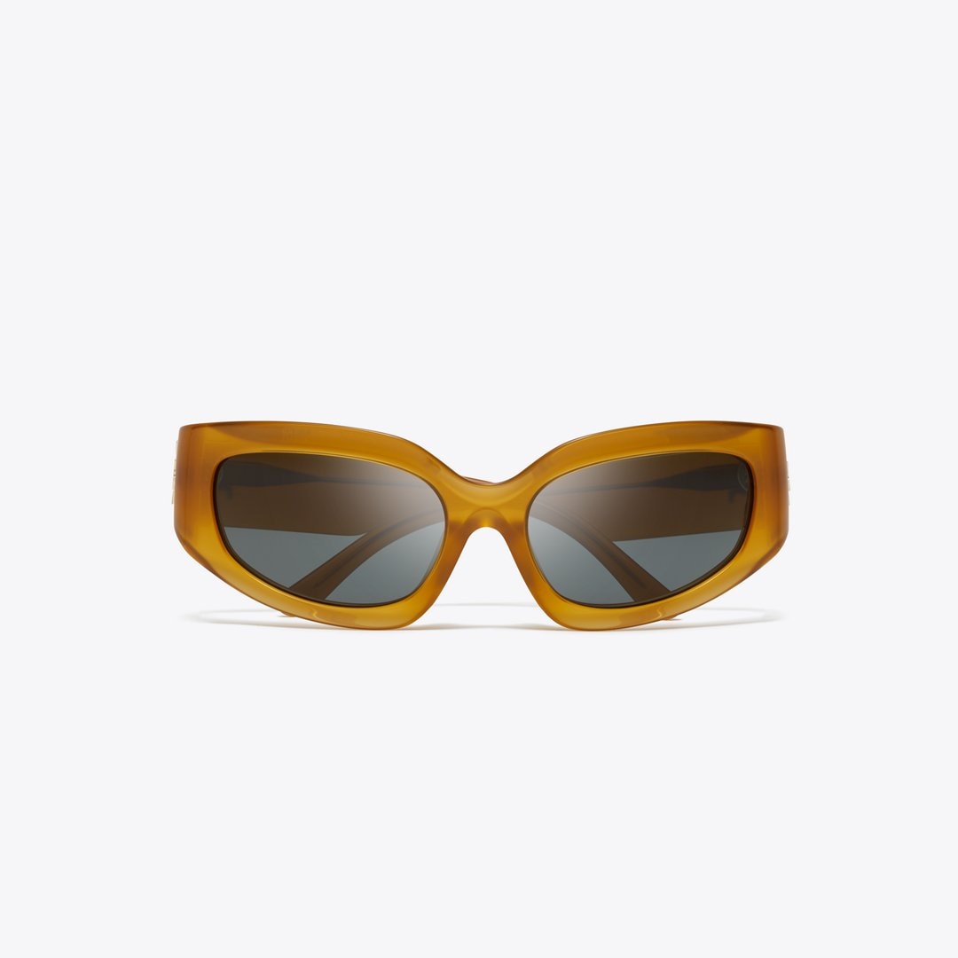 Tory Burch Eleanor Broken Logo Sunglasses OPAL DARK ORANGE/GREY