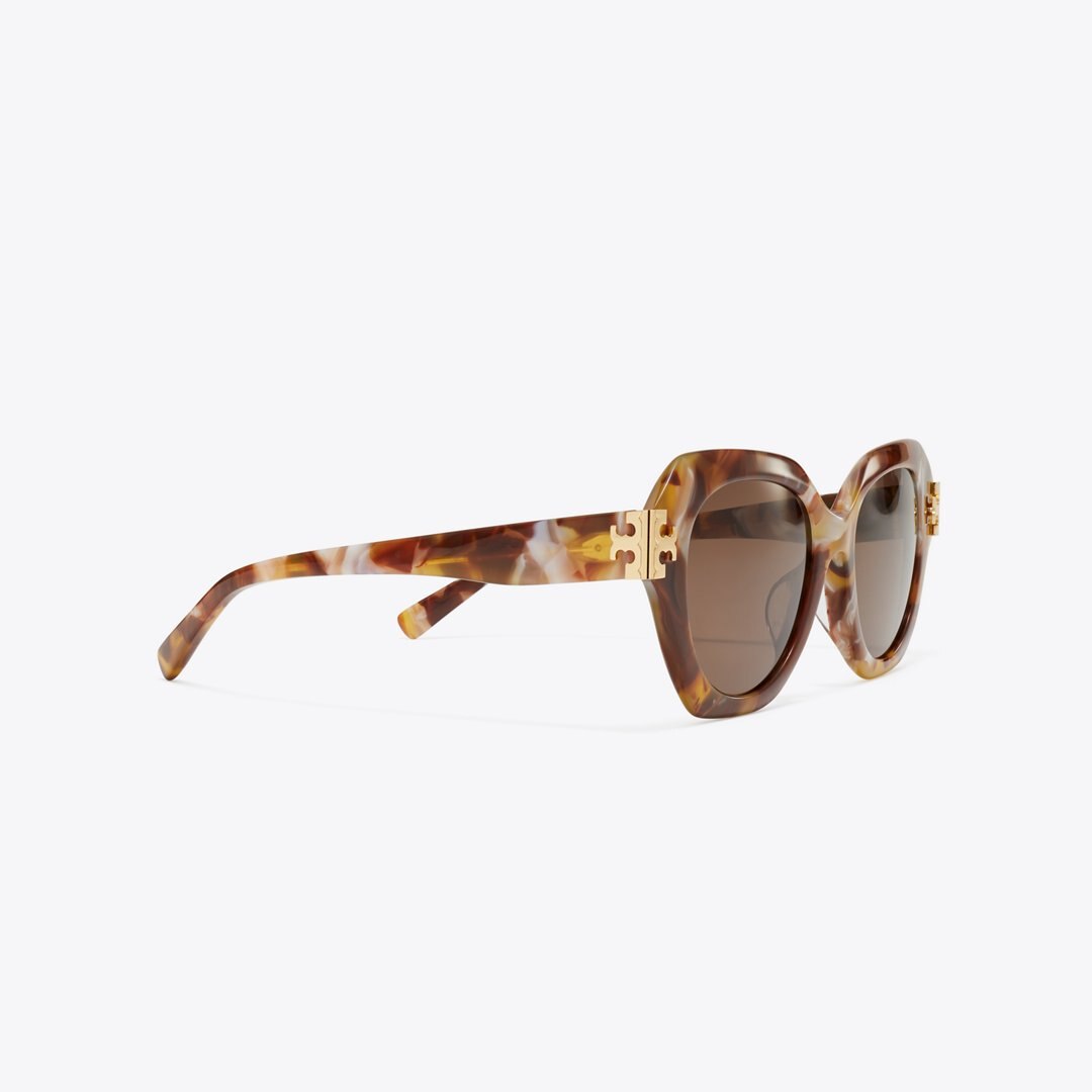 Tory Burch Eleanor Cat-Eye Sunglasses BROWN MARBLE TORTOISE/BROWN