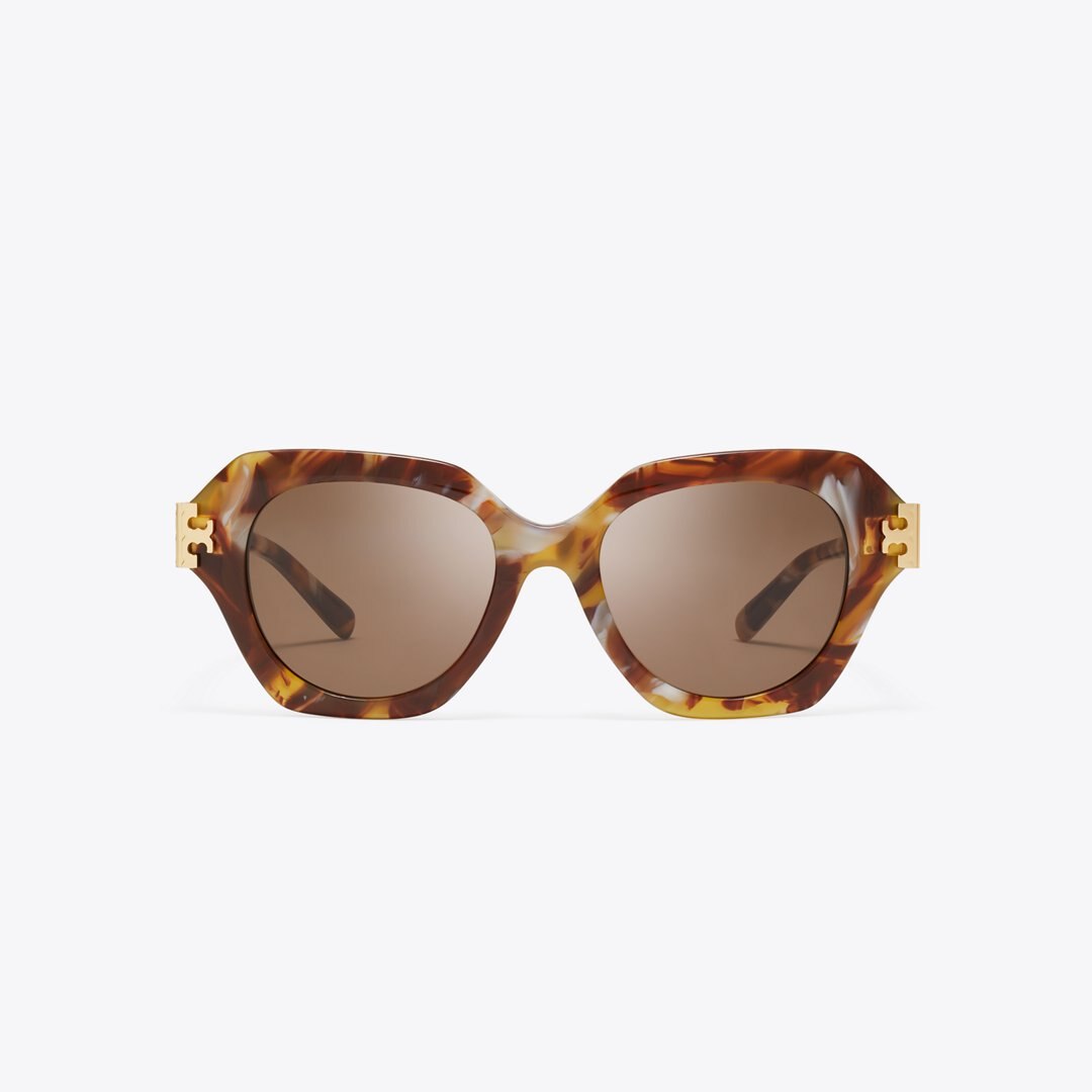 Tory Burch Eleanor Cat-Eye Sunglasses BROWN MARBLE TORTOISE/BROWN