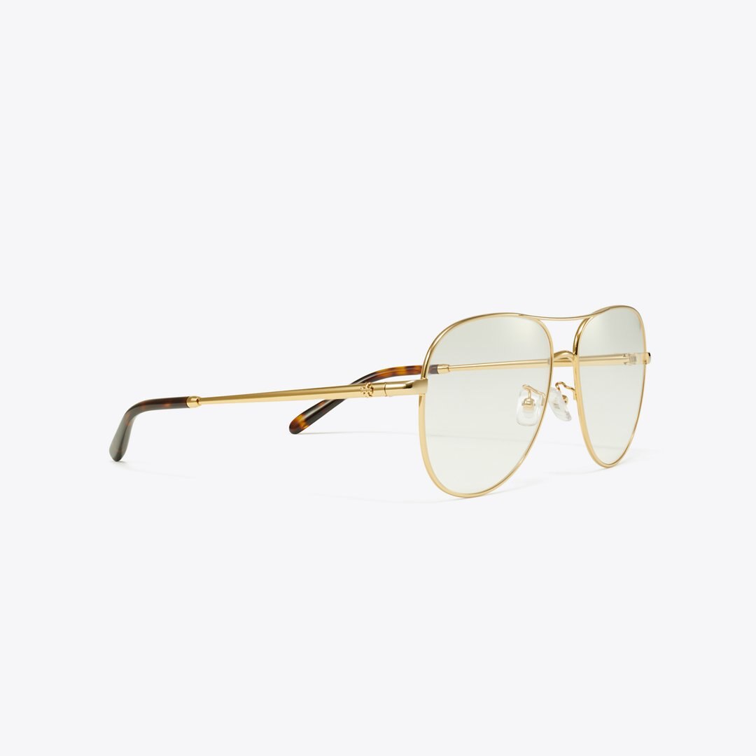 Tory Burch Eleanor Metal Pilot Eyeglasses YELLOW GOLD