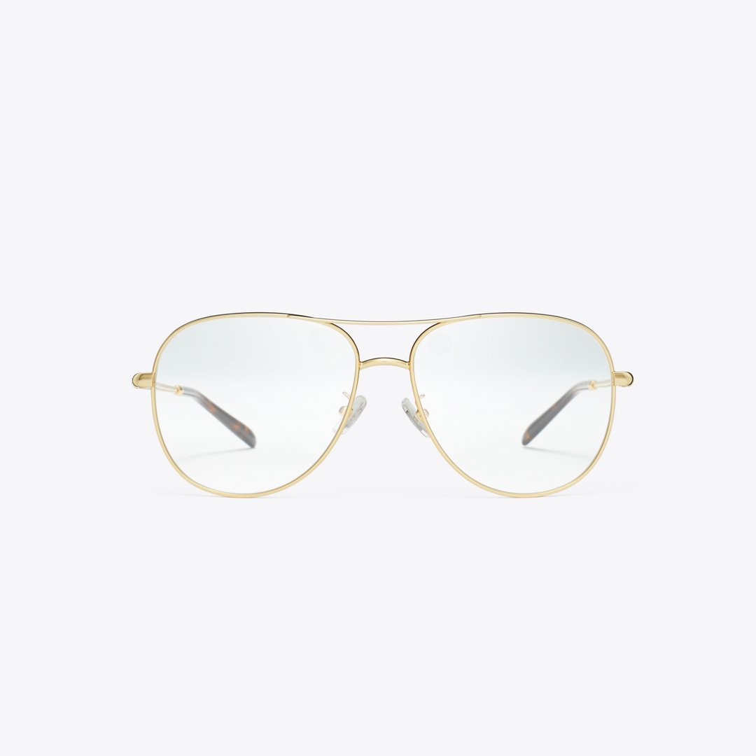 Tory Burch Eleanor Metal Pilot Eyeglasses YELLOW GOLD