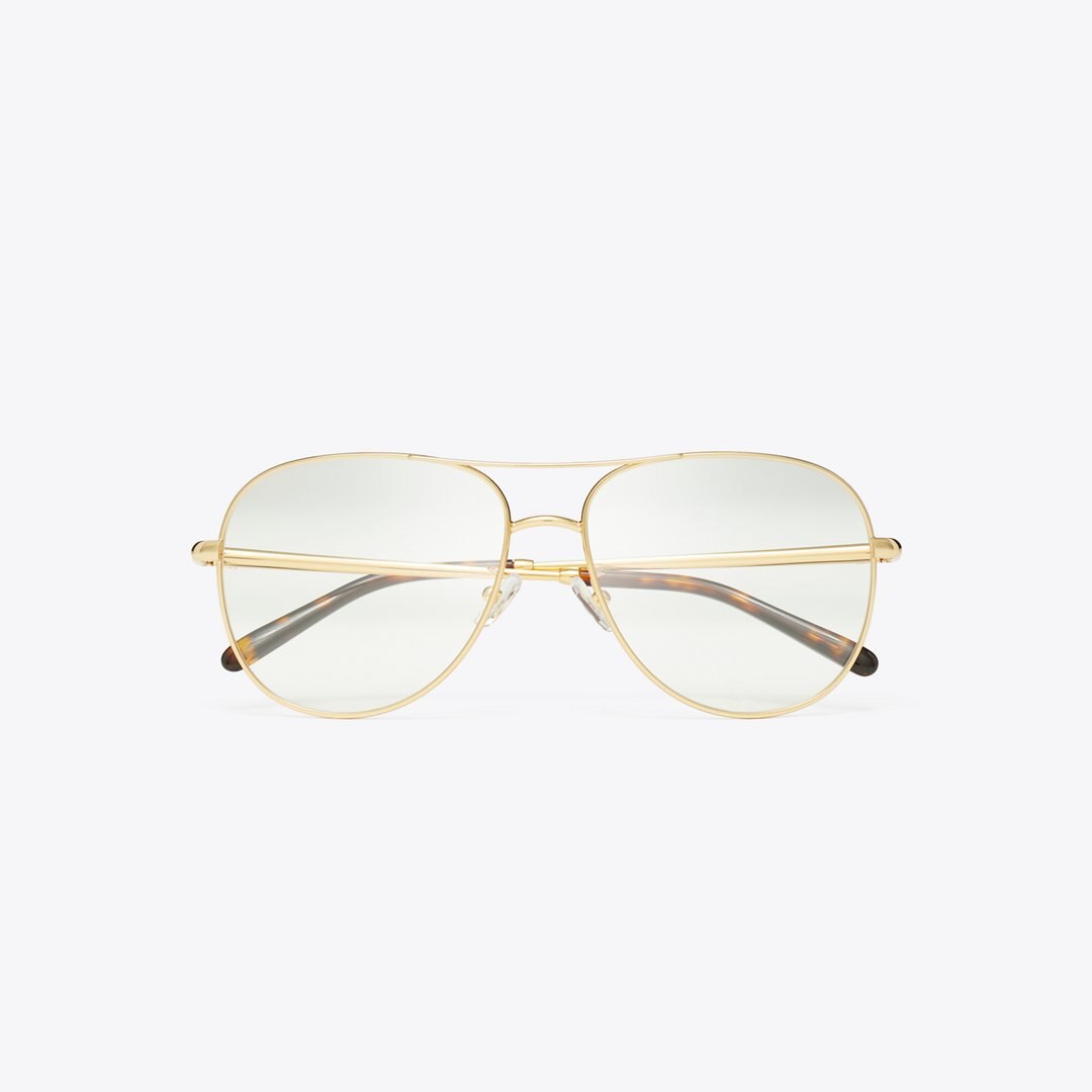 Tory Burch Eleanor Metal Pilot Eyeglasses YELLOW GOLD