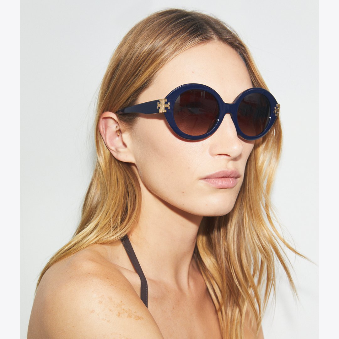 Tory Burch Eleanor Oval Sunglasses JADE SPOTTED/BROWN