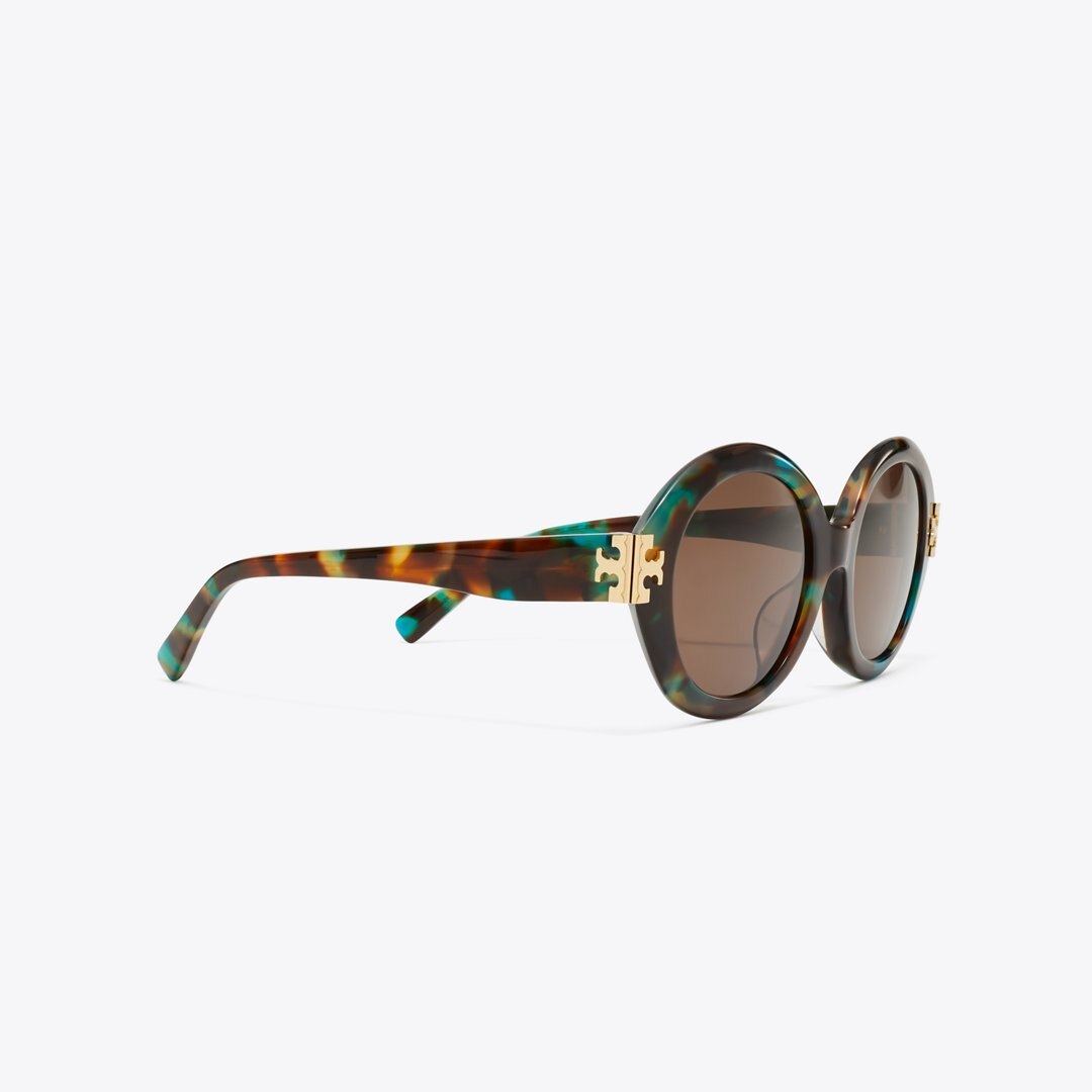 Tory Burch Eleanor Oval Sunglasses JADE SPOTTED/BROWN