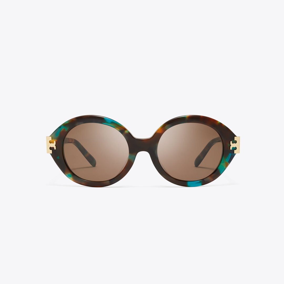 Tory Burch Eleanor Oval Sunglasses JADE SPOTTED/BROWN