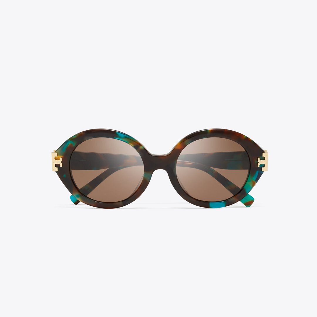 Tory Burch Eleanor Oval Sunglasses JADE SPOTTED/BROWN