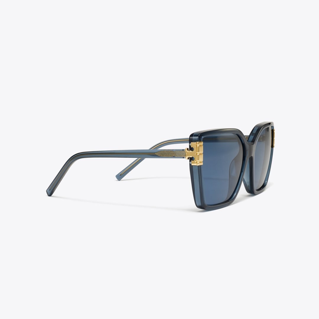 Tory Burch Eleanor Oversized Cat-Eye Sunglasses TRANSPARENT NAVY/DARK BLUE