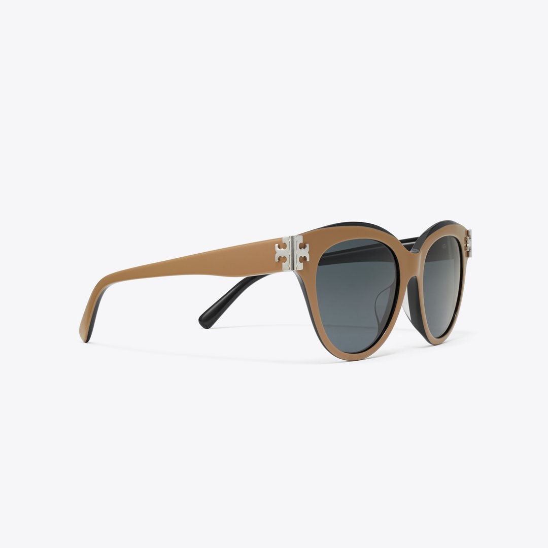 Tory Burch Eleanor Round Sunglasses NAVY/BROWN/DARK GREY