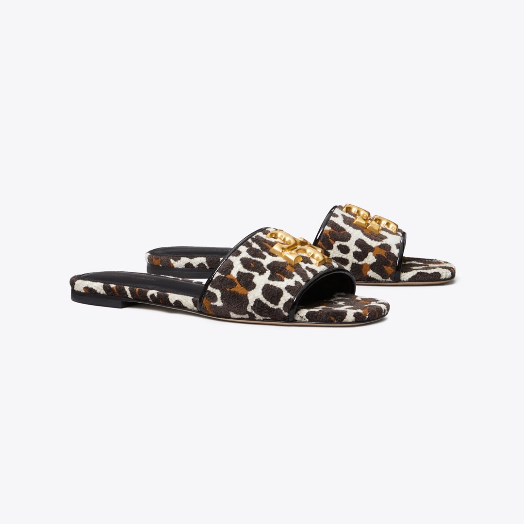 Tory Burch Eleanor Slide Reva Leopard / PERFECT BLACK