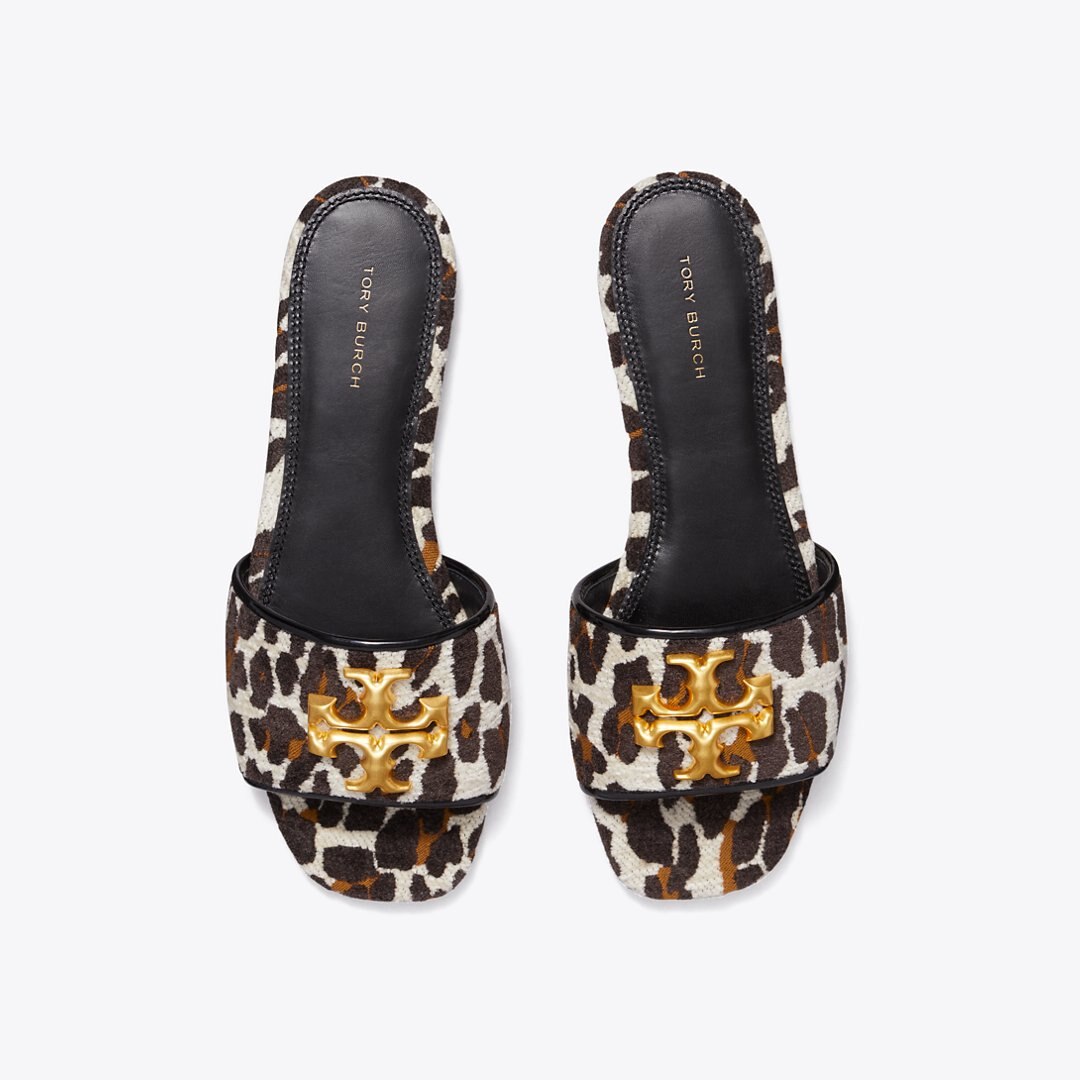 Tory Burch Eleanor Slide Reva Leopard / Perfect Black