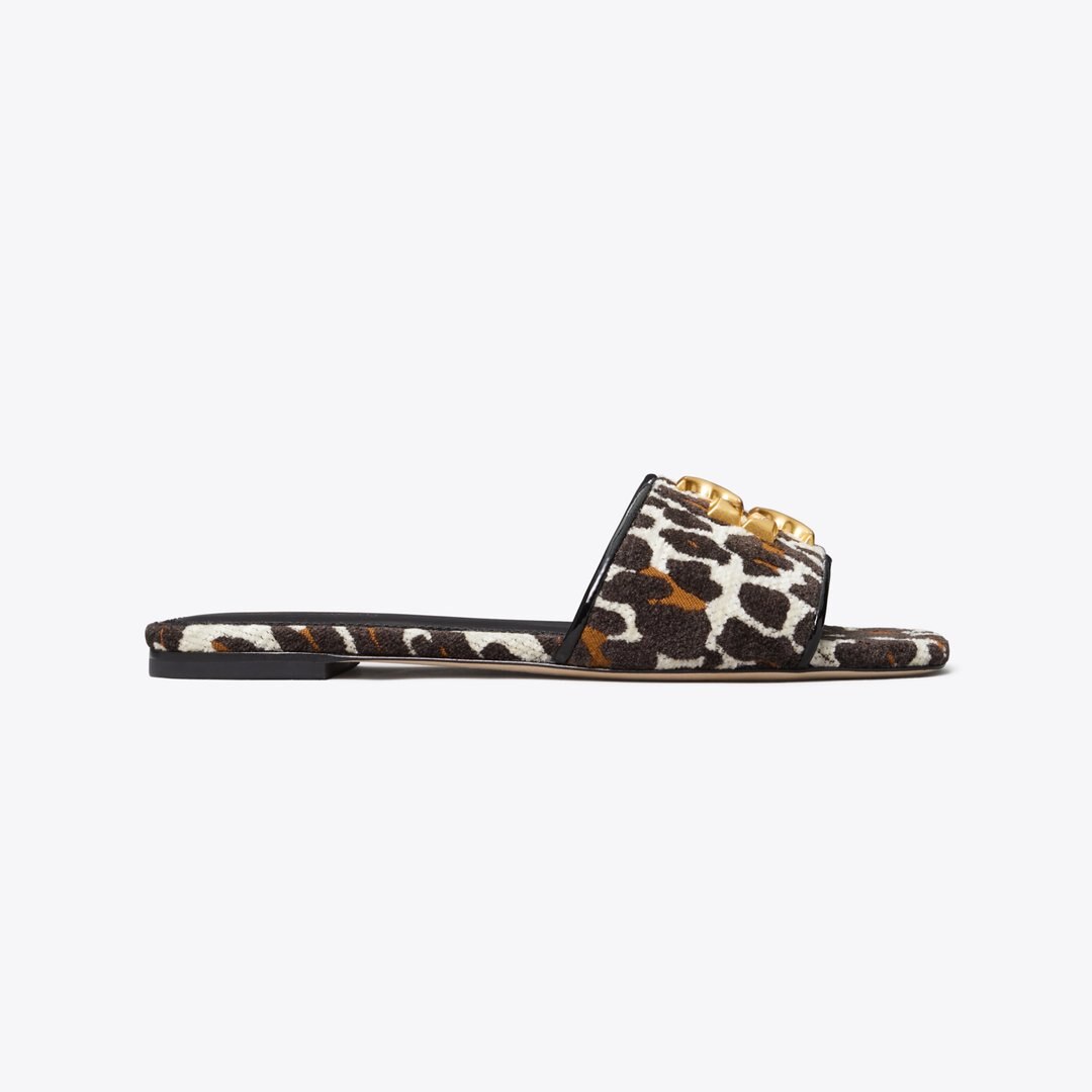 Tory Burch Eleanor Slide Reva Leopard / PERFECT BLACK