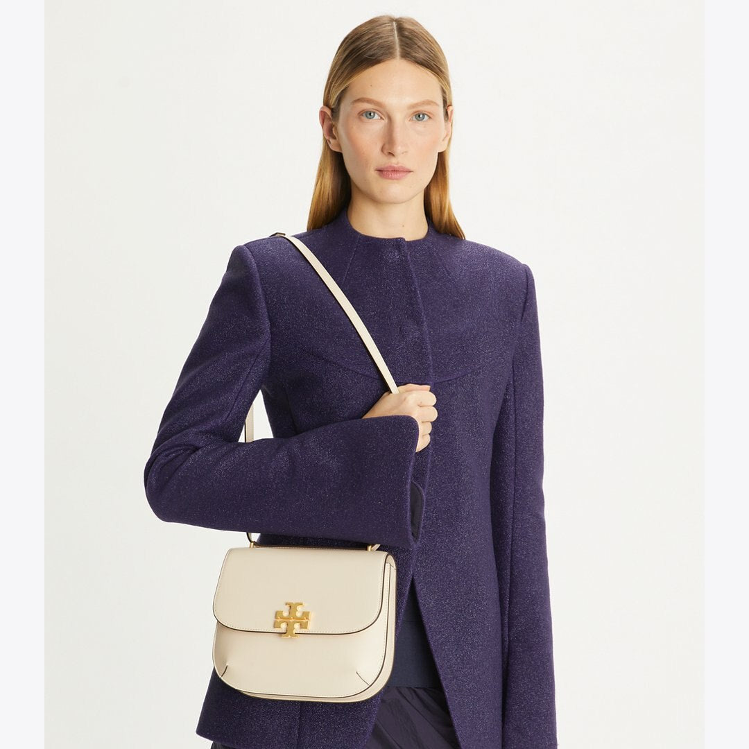 Tory Burch Eleanor Slim Saddlebag New Cream