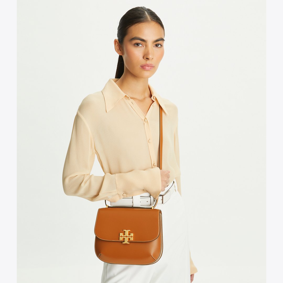 Tory Burch Eleanor Slim Saddlebag Malt Whiskey