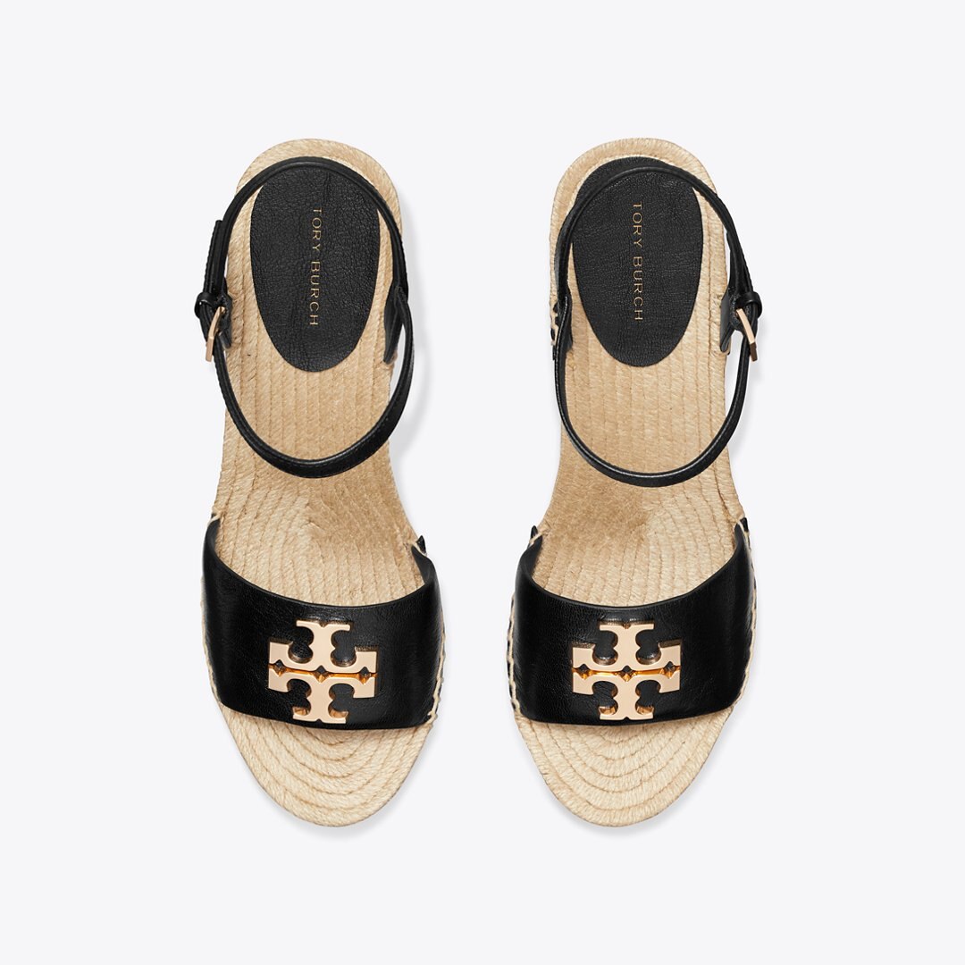 Tory Burch Eleanor Wedge Espadrille PERFECT BLACK / GOLD