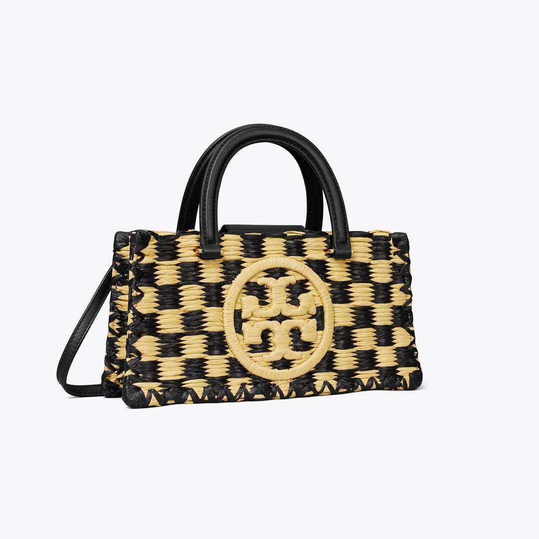 Tory Burch Ella Hand-Crocheted East-West Tote Black / Natural