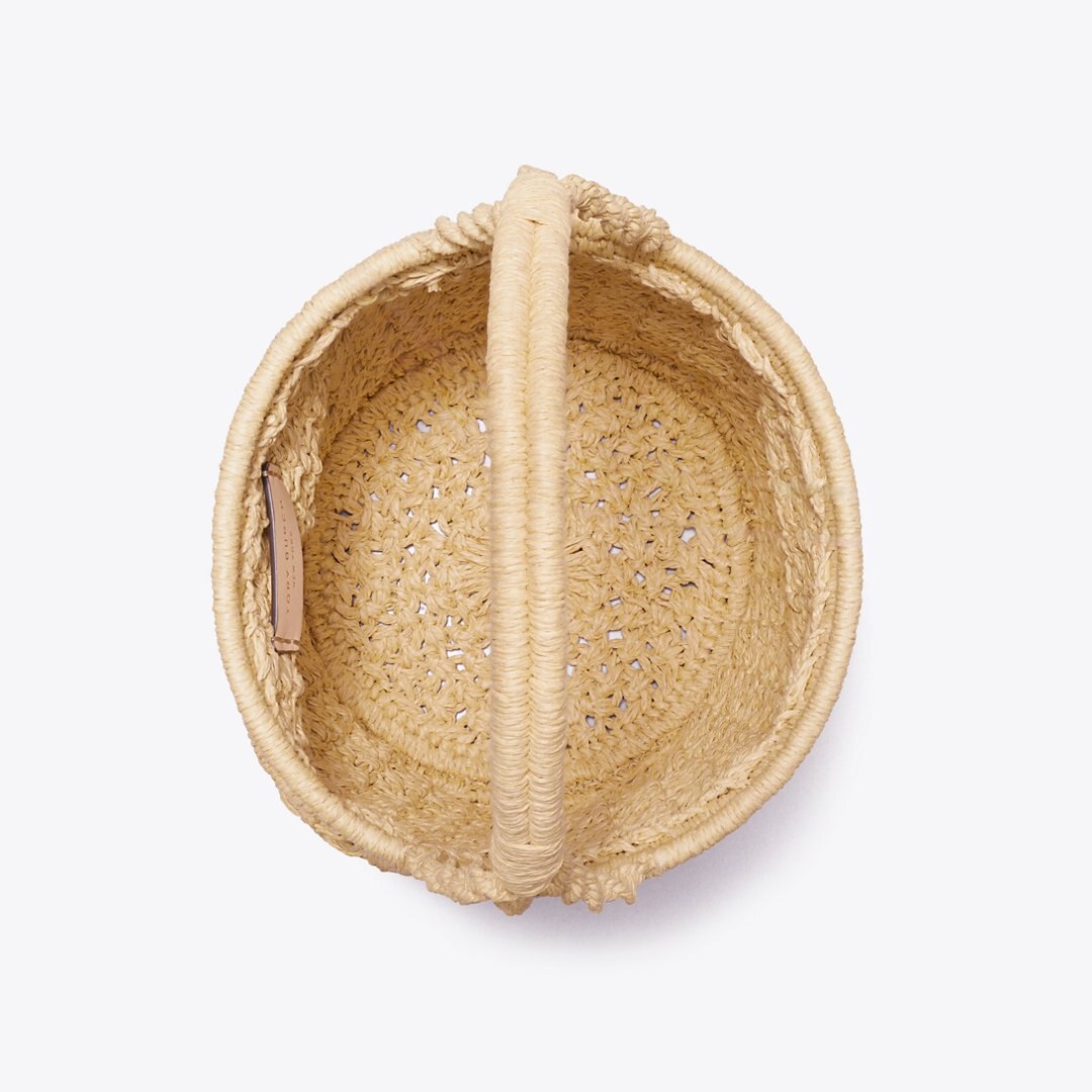 Tory Burch Ella Hand-Crocheted Popcorn Bucket Bag Natural