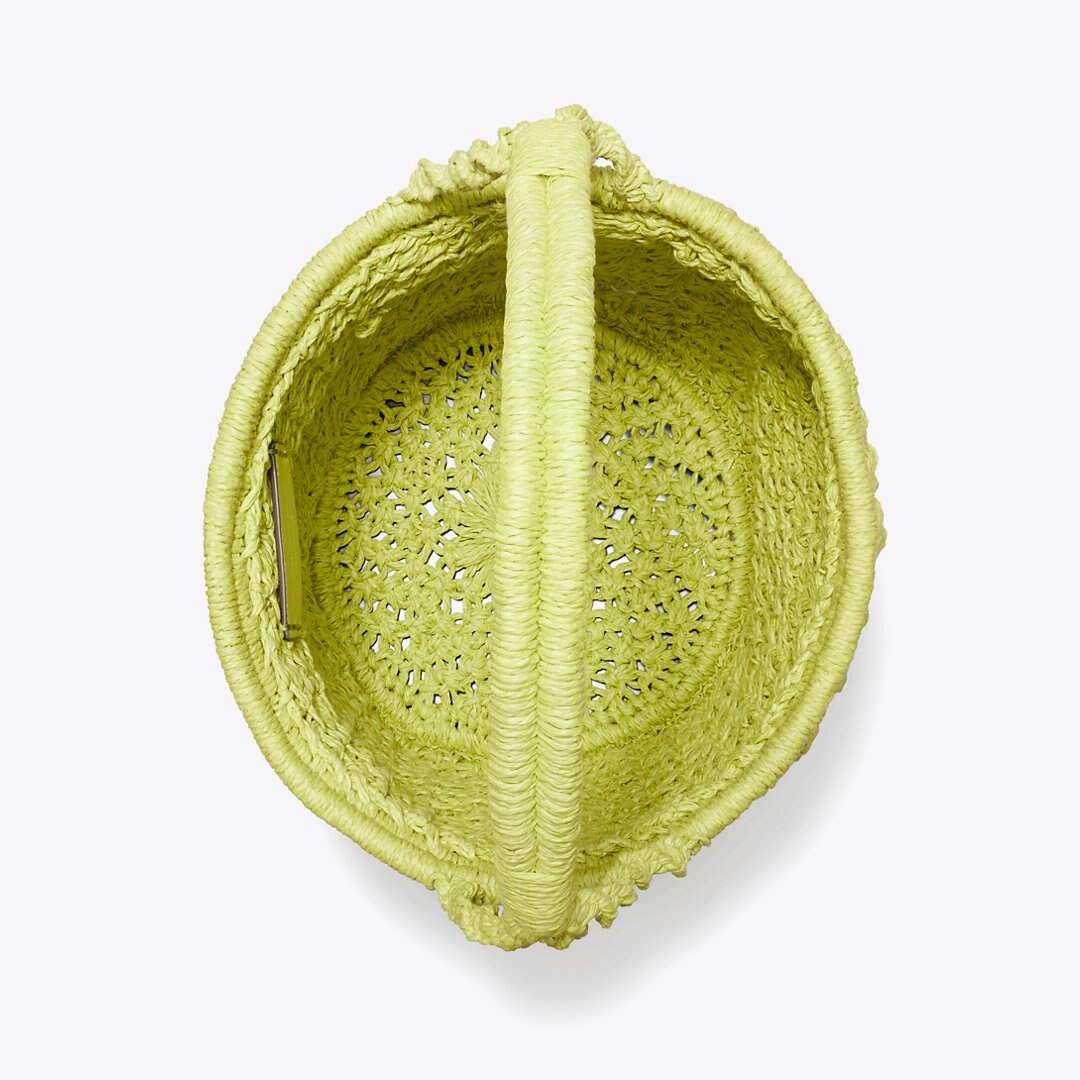 Tory Burch Ella Hand-Crocheted Popcorn Bucket Bag Citrus Green