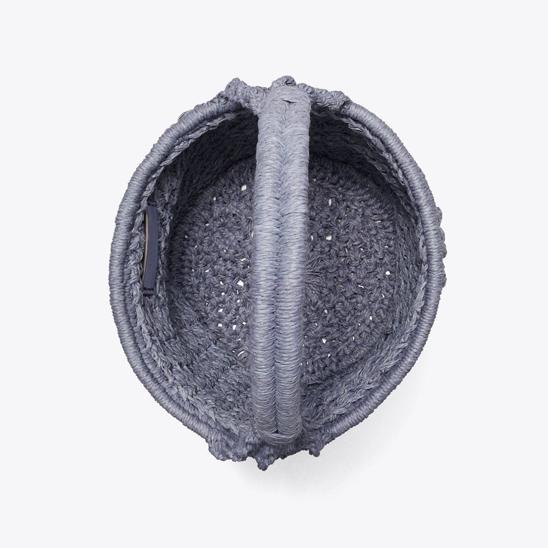 Tory Burch Ella Hand-Crocheted Popcorn Bucket Bag Gray