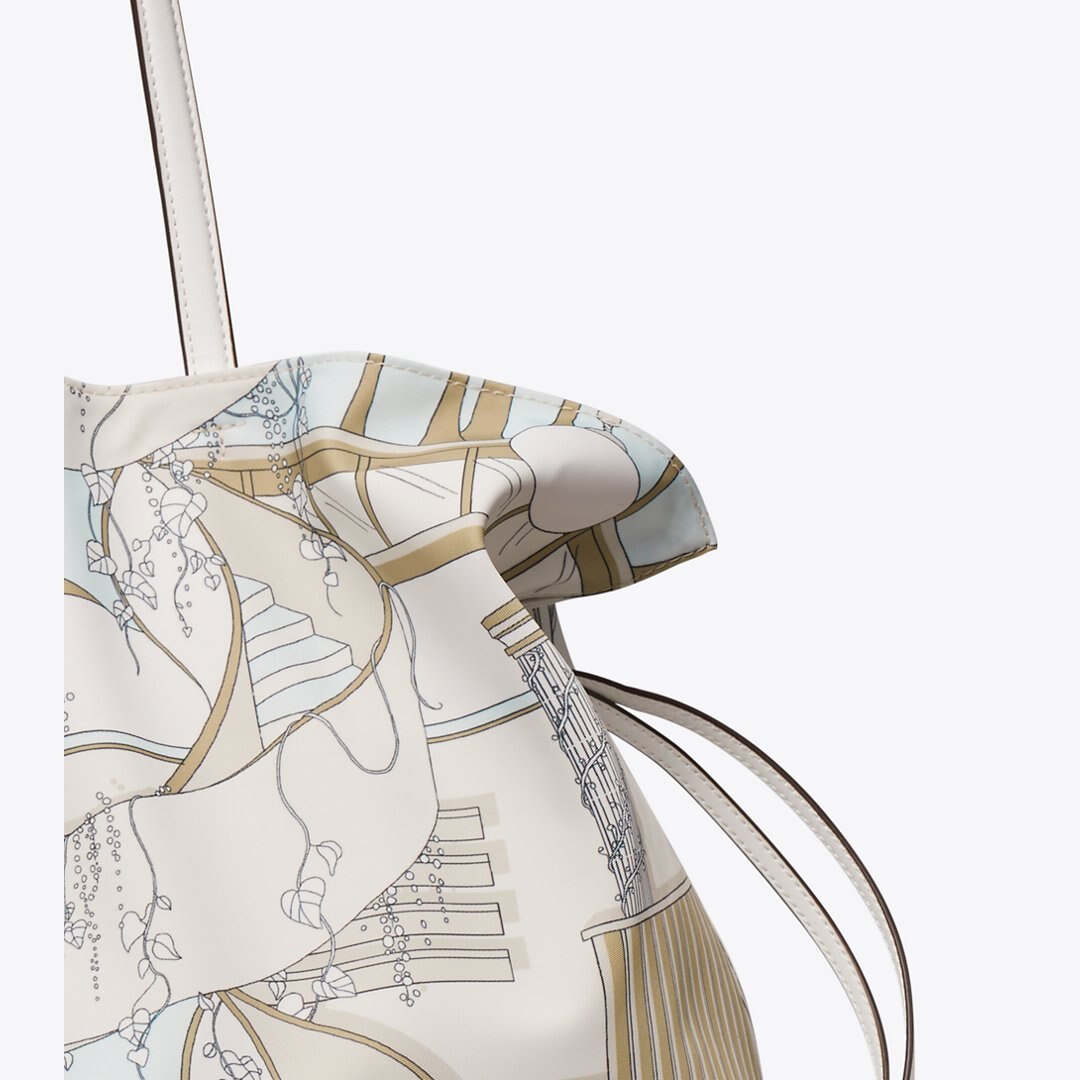 Tory Burch Ella Printed Drawstring Tote The Pool Beige