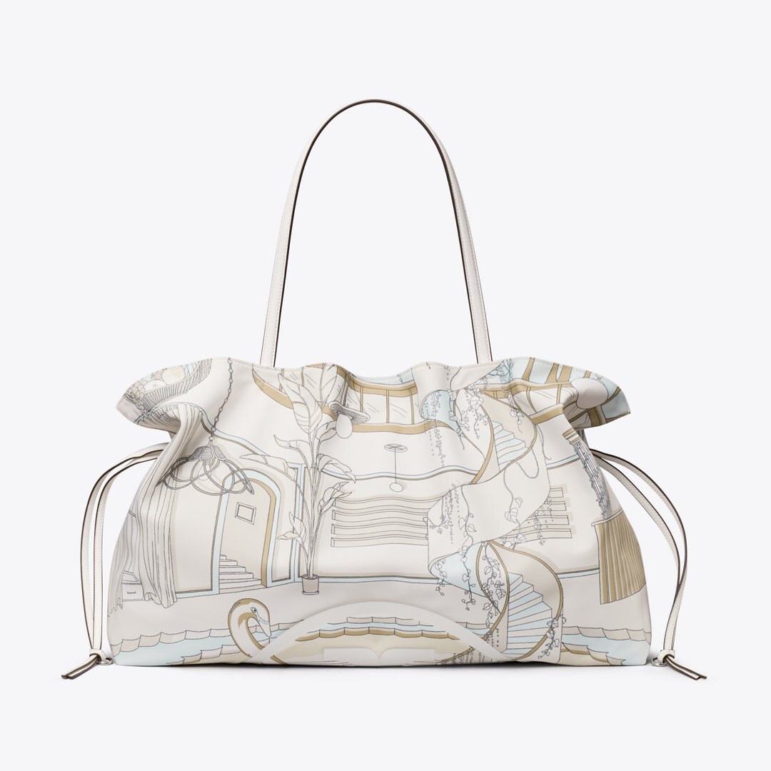 Tory Burch Ella Printed Drawstring Tote The Pool Beige