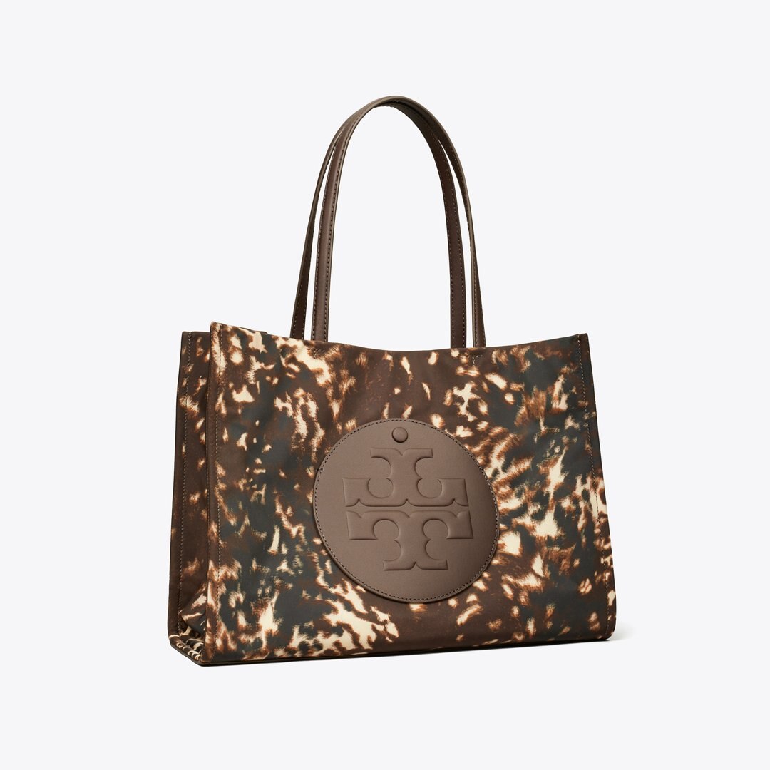 Tory Burch Ella Printed Nylon Small Tote Fall Fawn