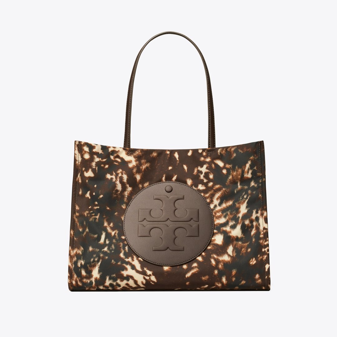 Tory Burch Ella Printed Nylon Small Tote Fall Fawn