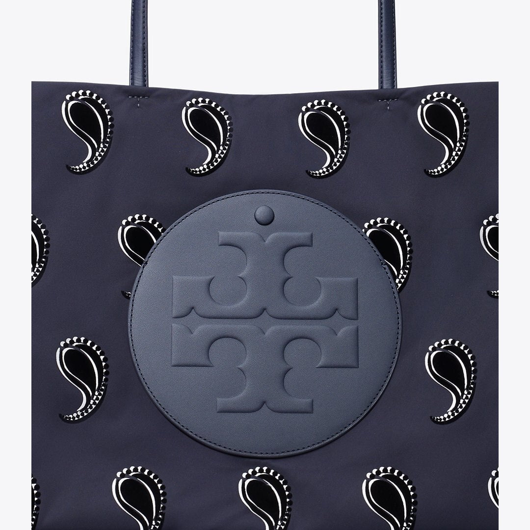 Tory Burch Ella Printed Tote Medium Navy Pajama Print