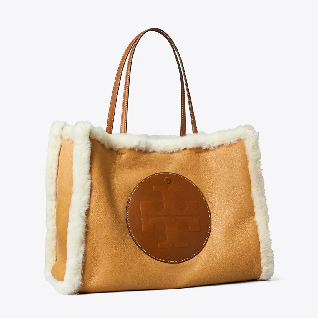 Tory Burch Ella Shearling Tote LIGHT NATURAL / Brown