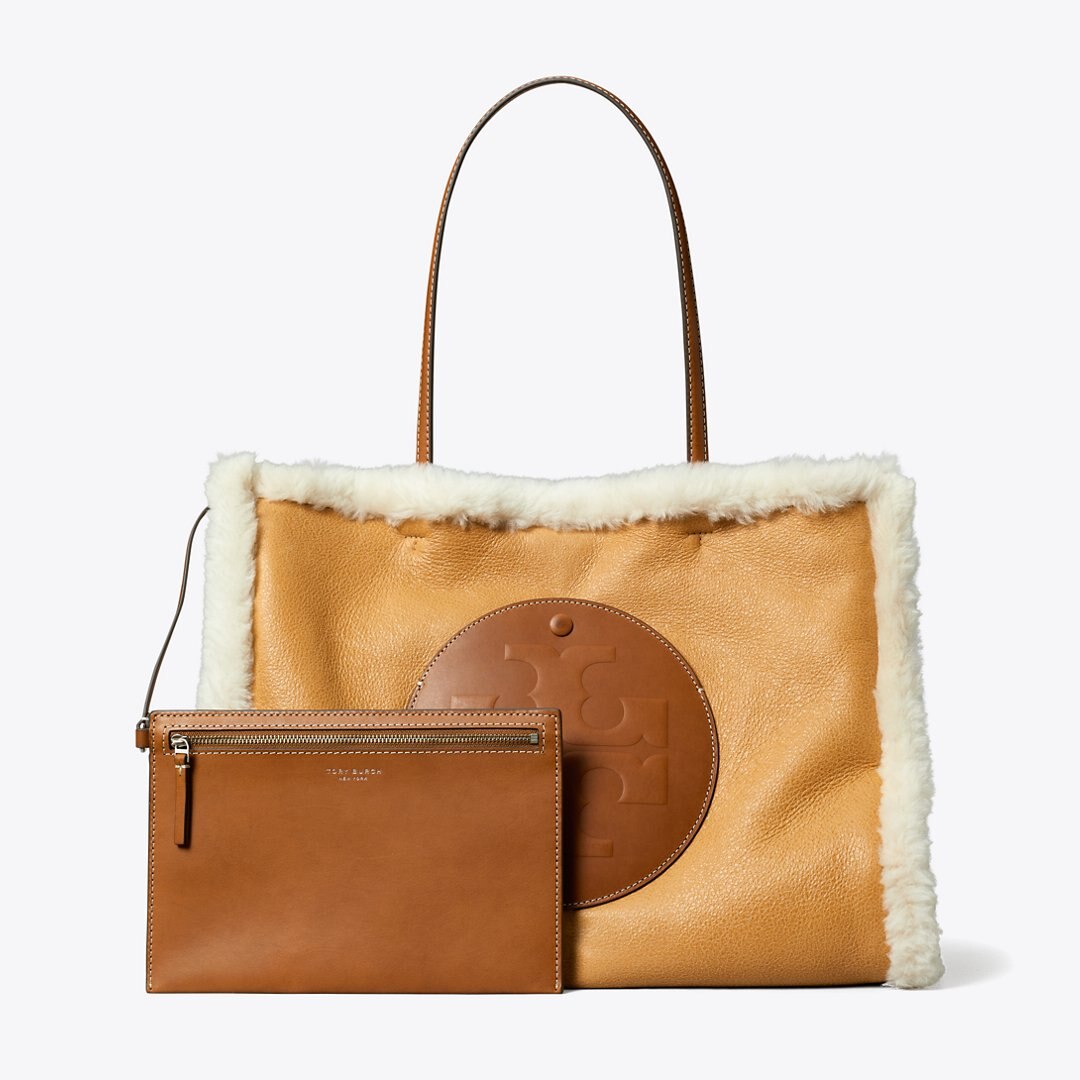 Tory Burch Ella Shearling Tote LIGHT NATURAL / Brown