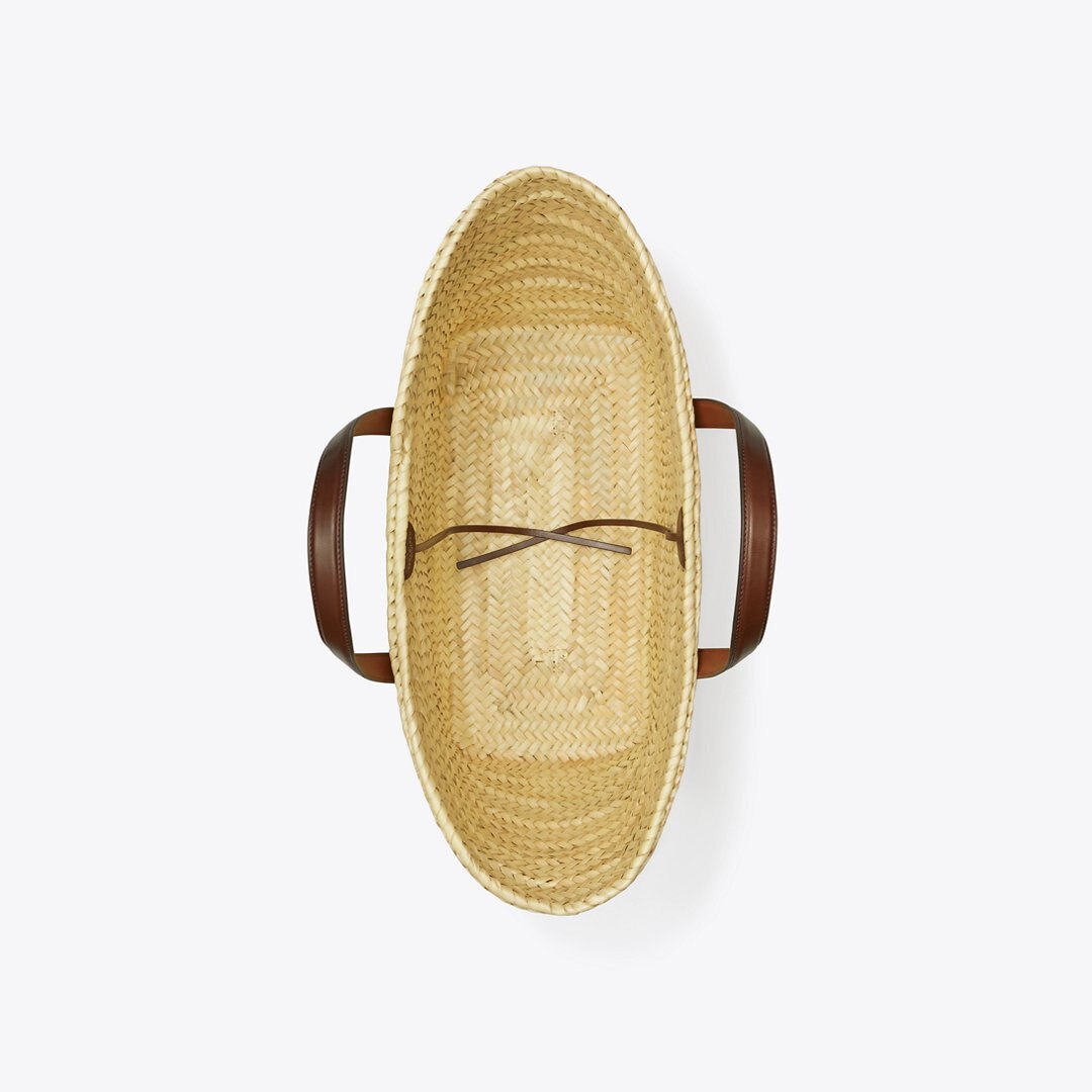 Tory Burch Ella Straw Basket Classic Cuoio