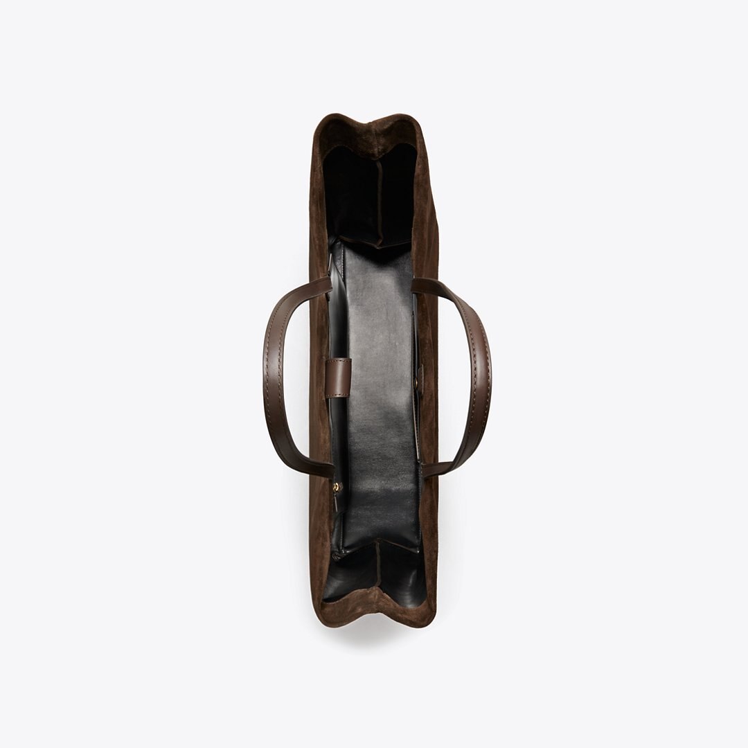 Tory Burch Ella Suede Tote Pine Bark