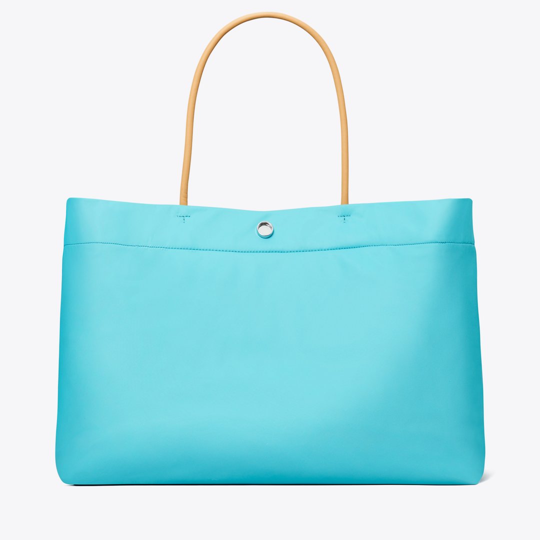 Tory Burch Ella Twist Reversible Tote Soft Turquoise