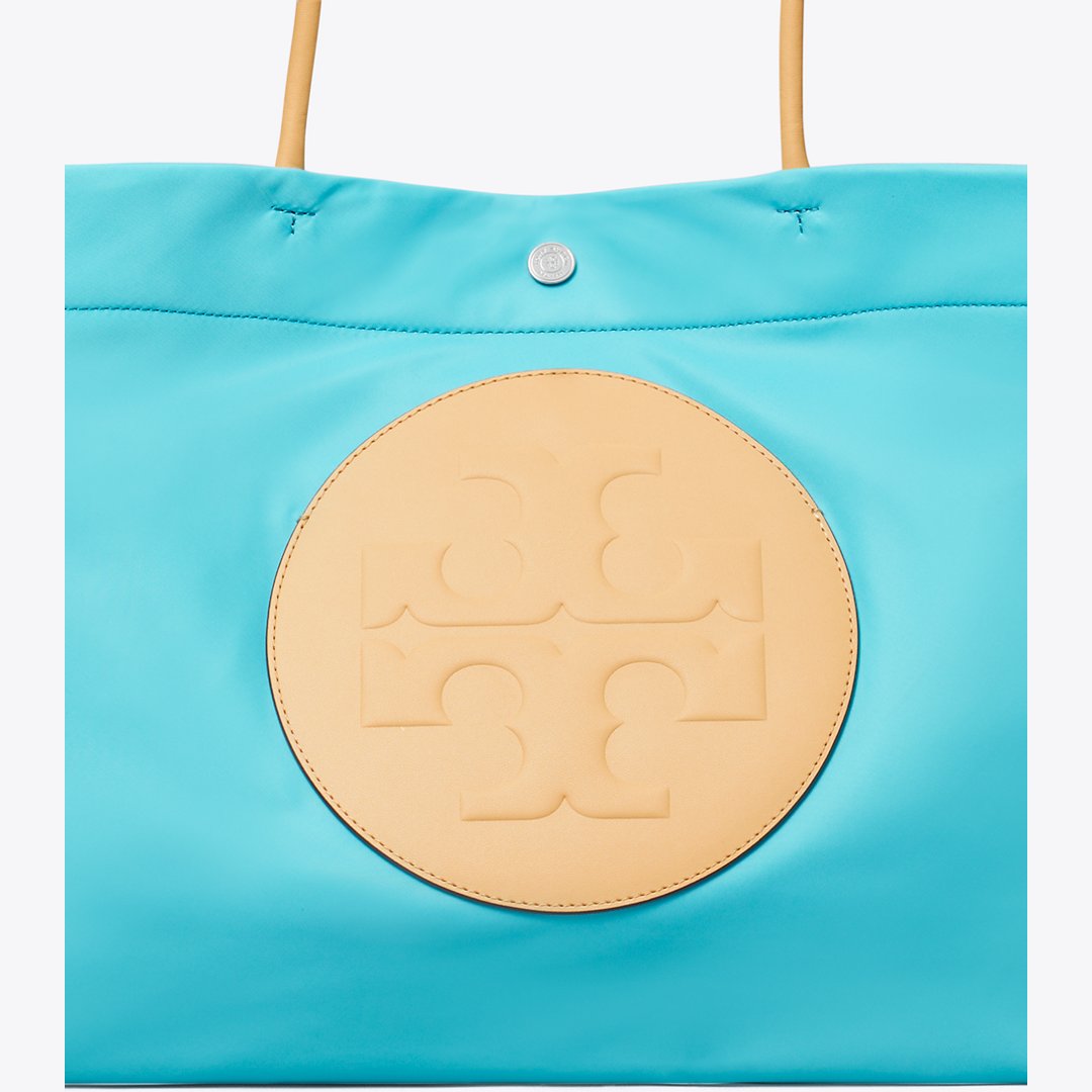 Tory Burch Ella Twist Reversible Tote Soft Turquoise