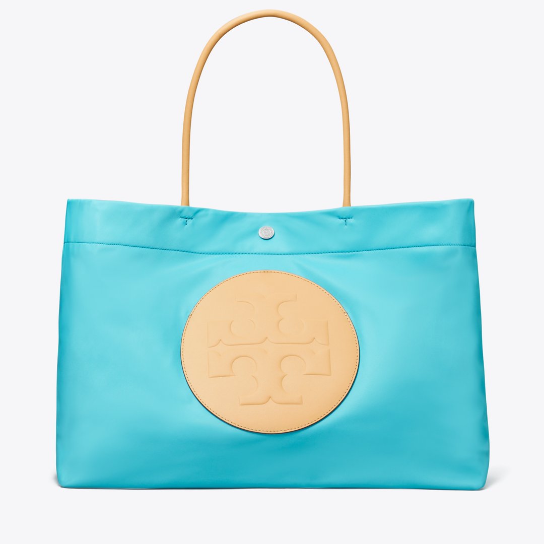 Tory Burch Ella Twist Reversible Tote Soft Turquoise