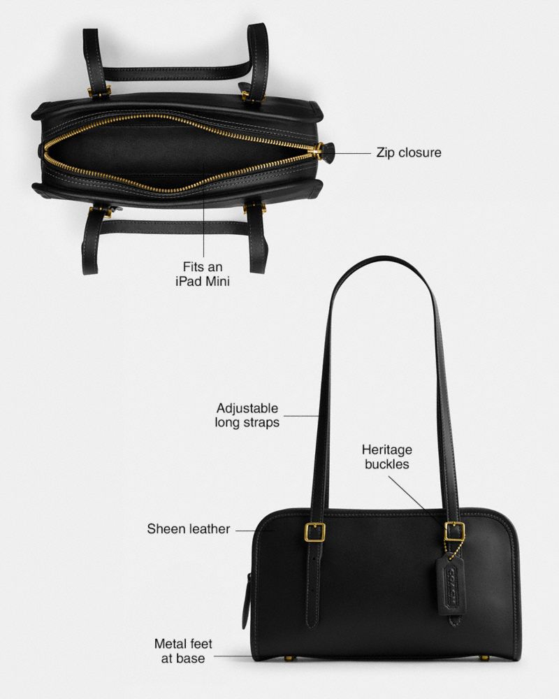 Coach Swing Zip Bag Brass Black