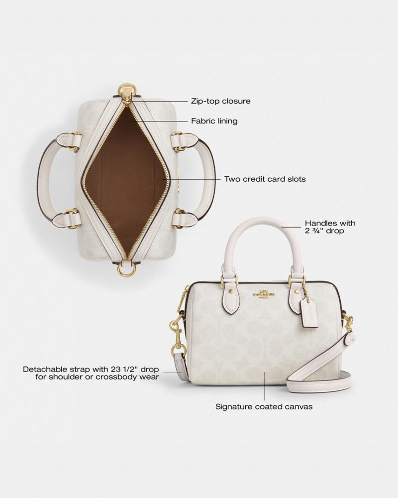 Coach Mini Rowan Crossbody Bag In Signature Canvas Gold Walnut Black