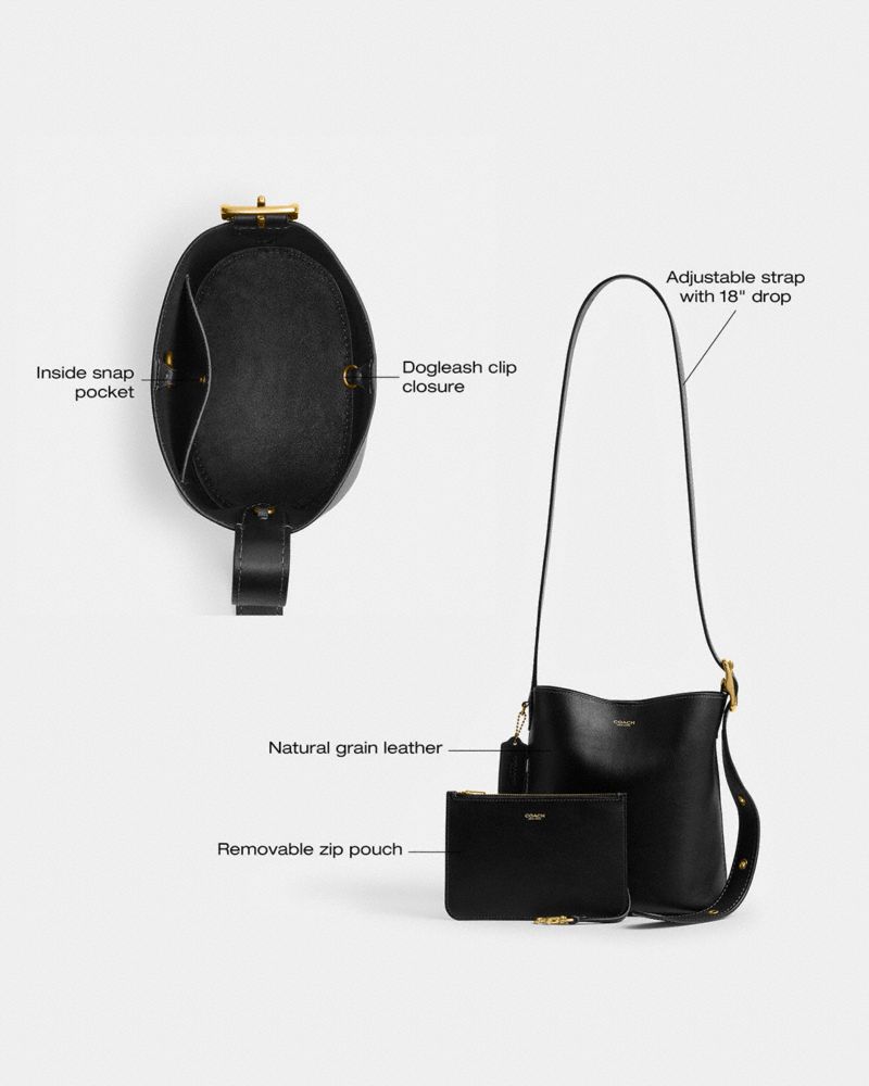 Coach Bleecker Bucket Bag 21 Brass Black
