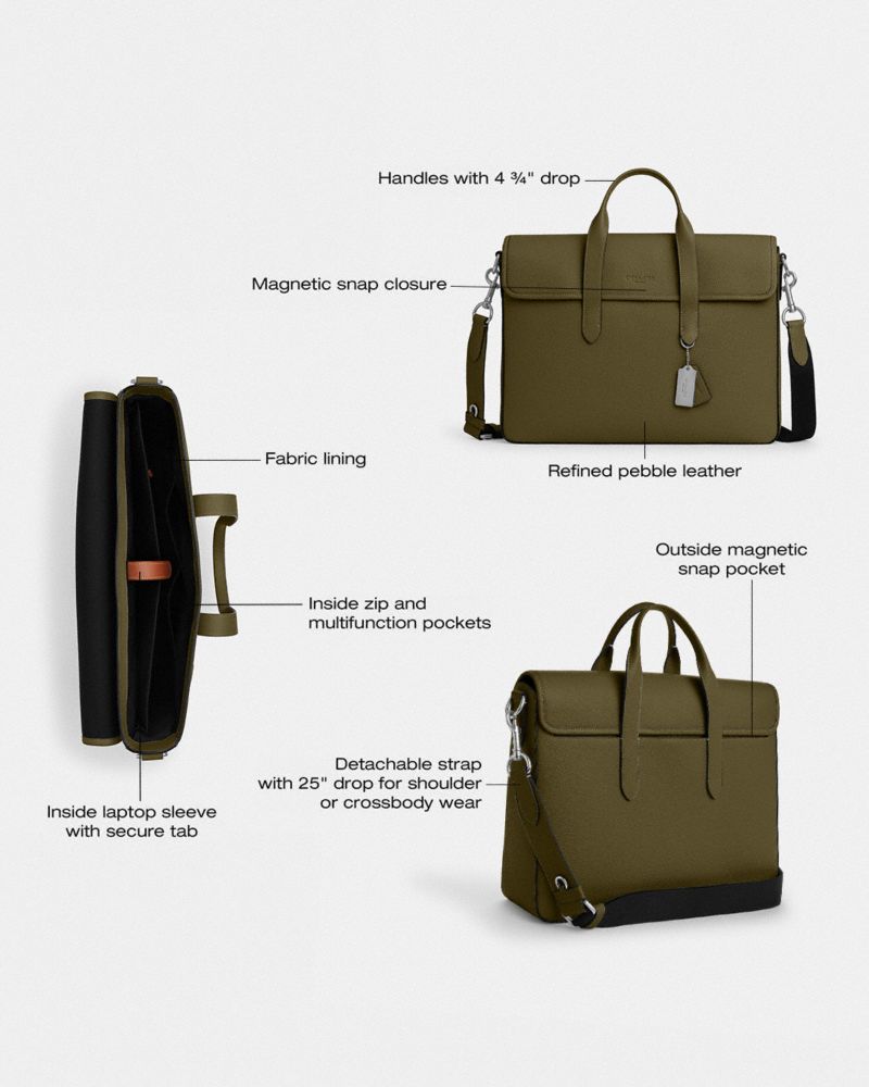 Coach Sullivan Portfolio Brief Silver Olive