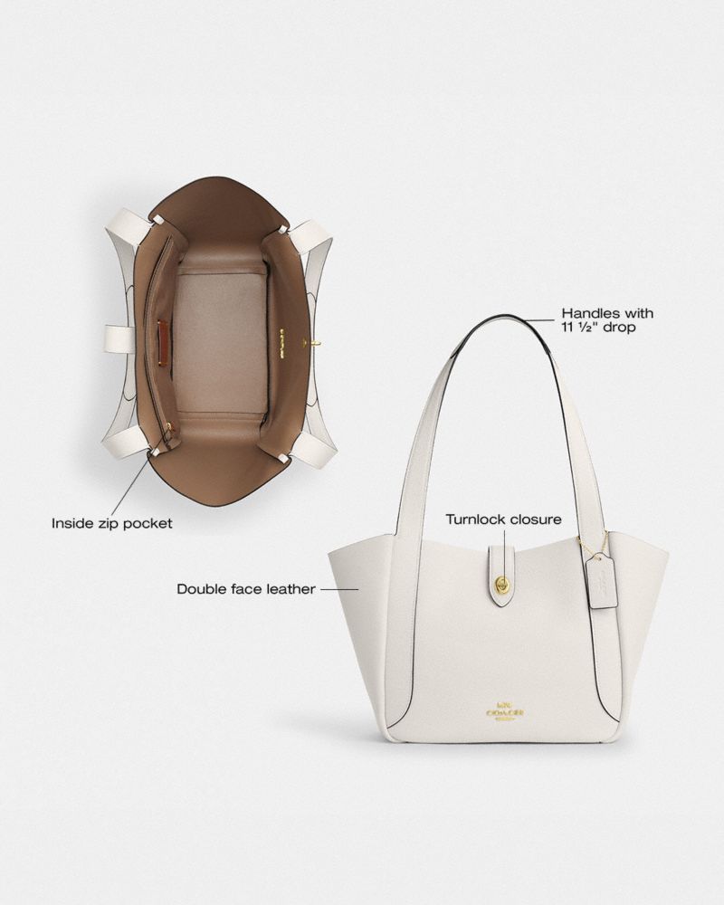Coach Hadley Turnlock Tote Bag Gold Chalk