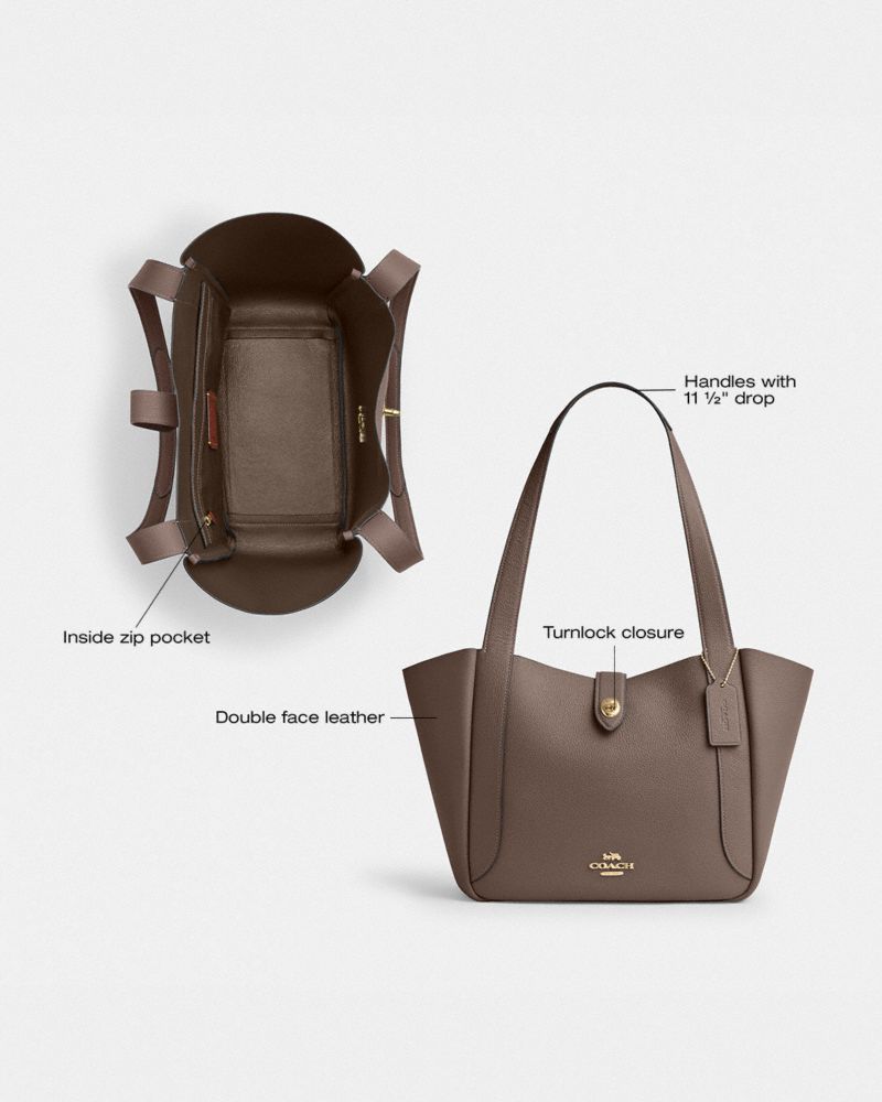 Coach Hadley Turnlock Tote Bag Gold Dark Stone