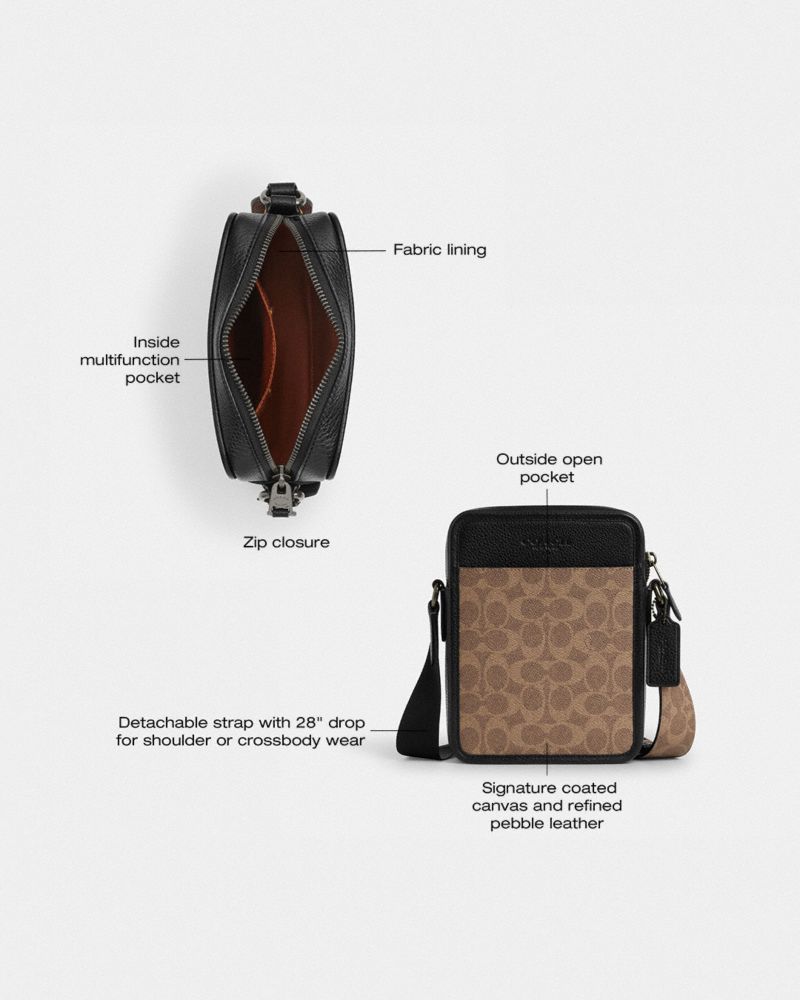 Coach Sullivan Crossbody Bag In Signature Canvas Gunmetal Tan Black