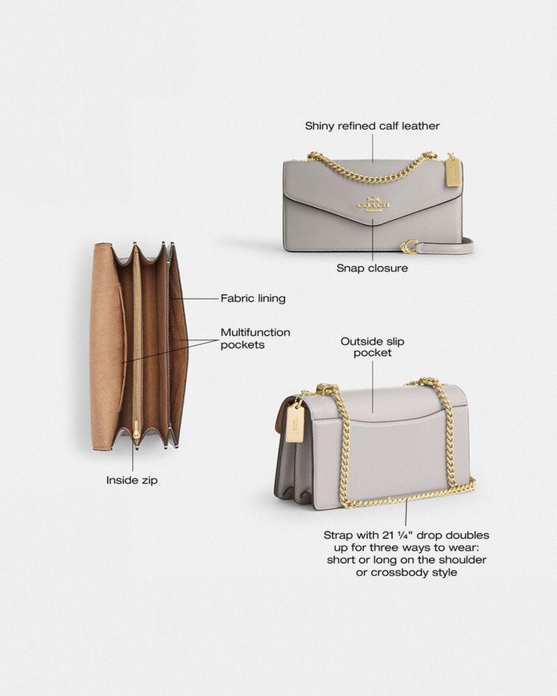Coach Klare Envelope Crossbody Bag Gold Dove Grey