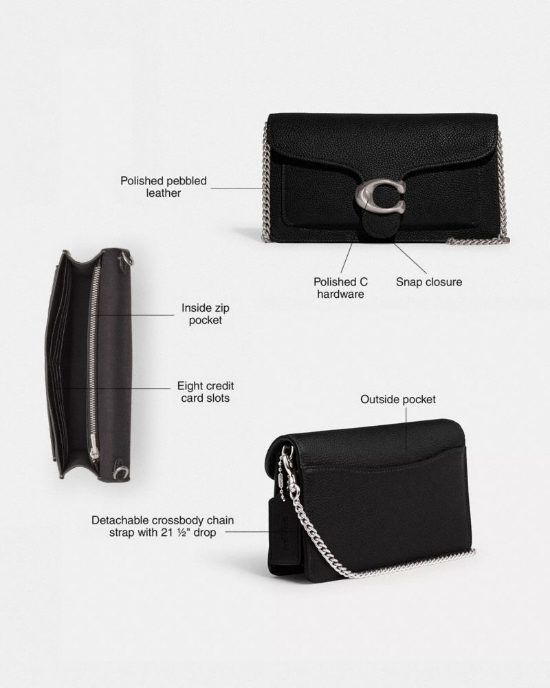 Coach Tabby Chain Clutch Silver Black