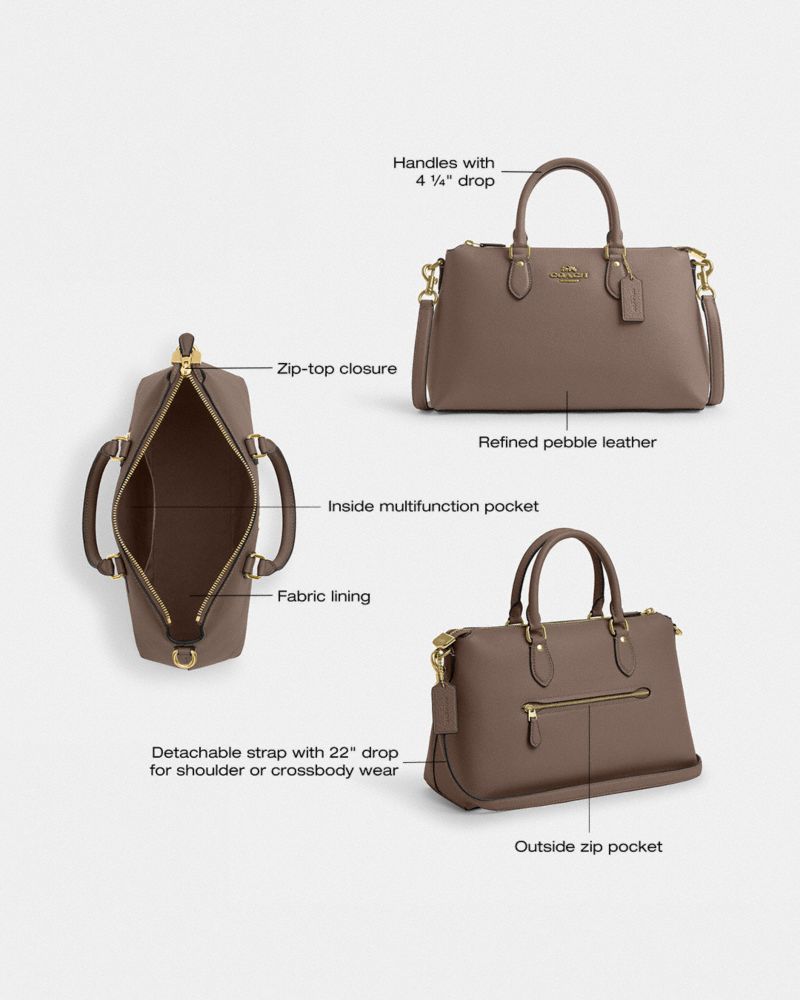 Coach Georgia Satchel Bag Gold Dark Stone