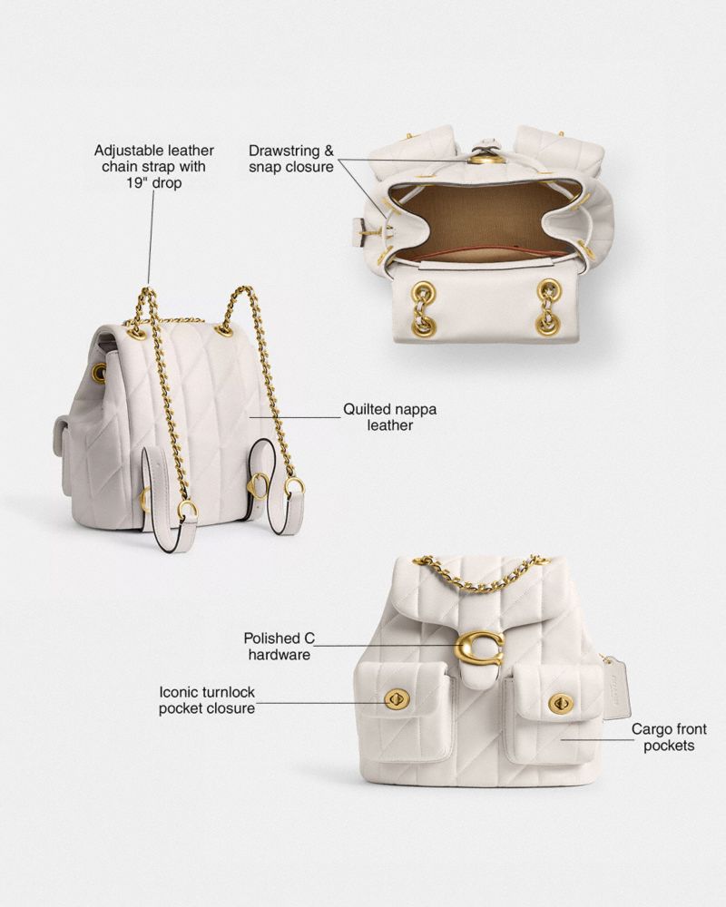 Coach Tabby Backpack With Pillow Quilting Brass Chalk