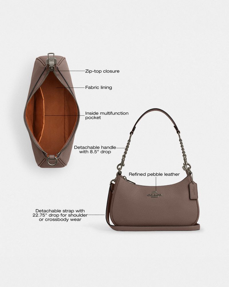 Coach Teri Shoulder Bag Gunmetal Dark Stone