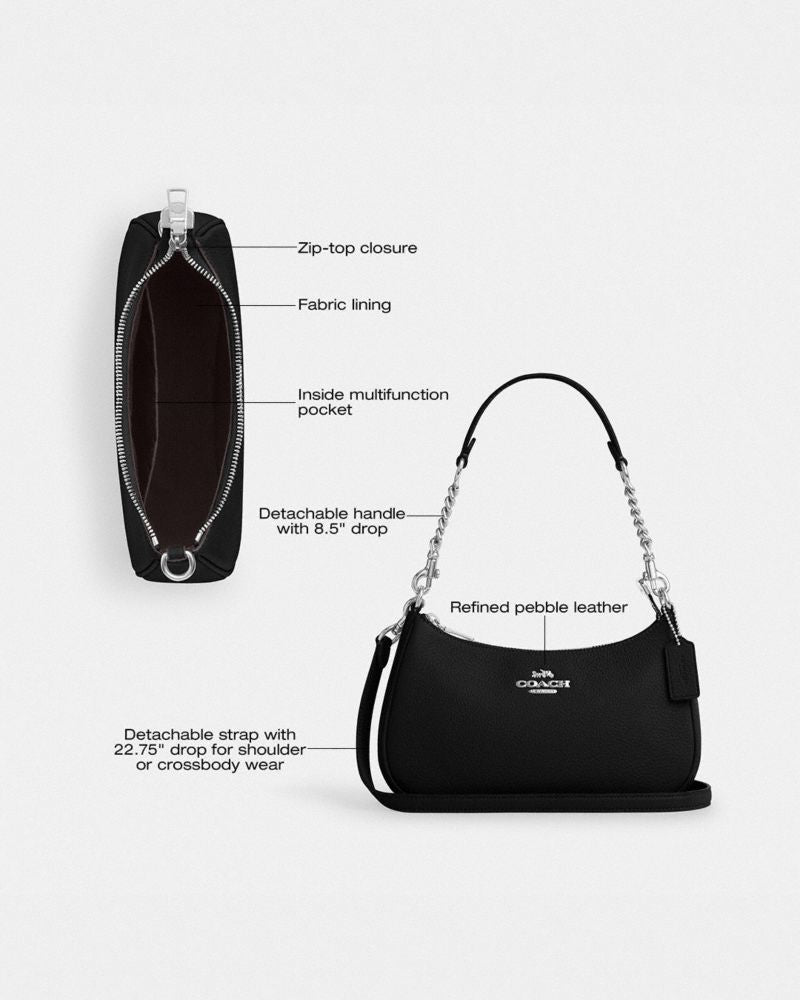 Coach Teri Shoulder Bag Silver Black