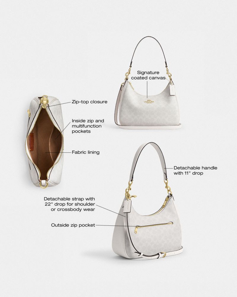 Coach Teri Hobo Bag In Signature Canvas Gold White Chalk