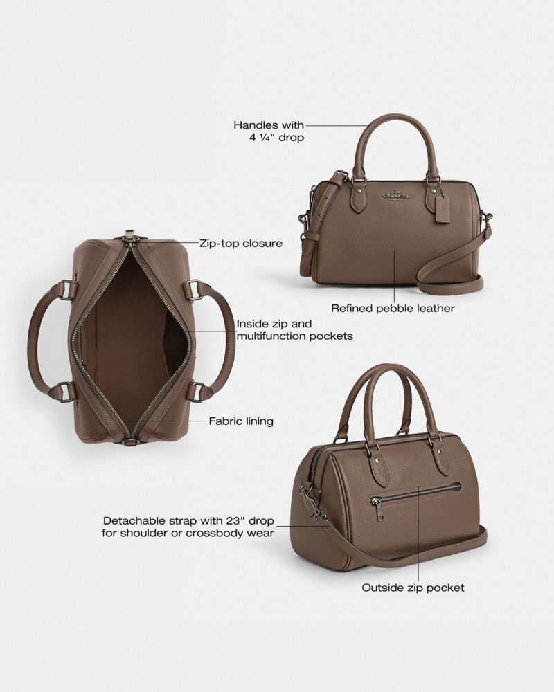 Coach Rowan Satchel Bag Gunmetal Dark Stone