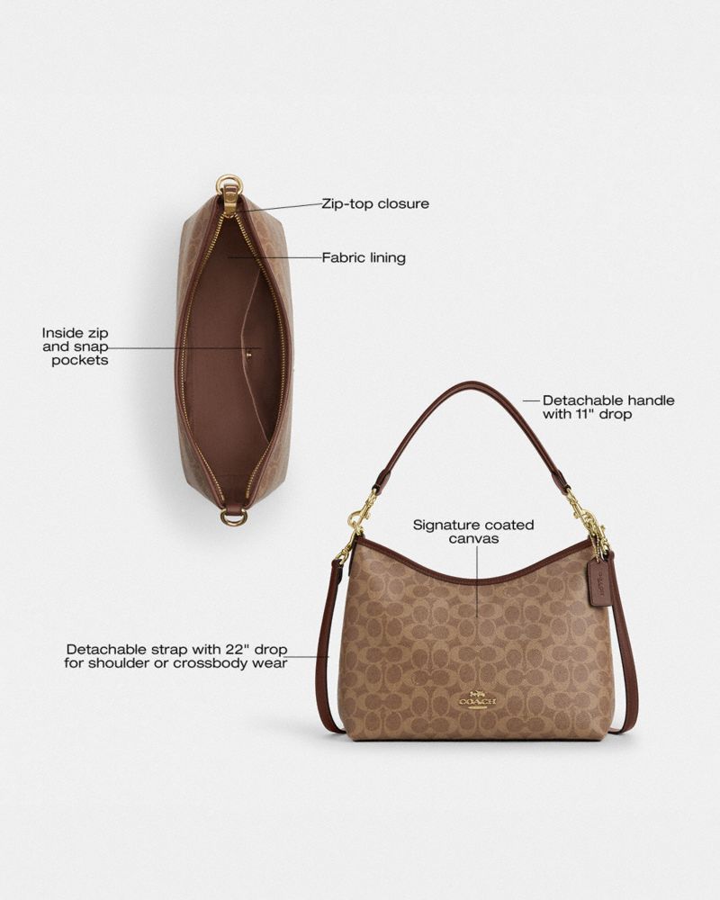 Coach Laurel Shoulder Bag In Signature Canvas Gold Tan Brown